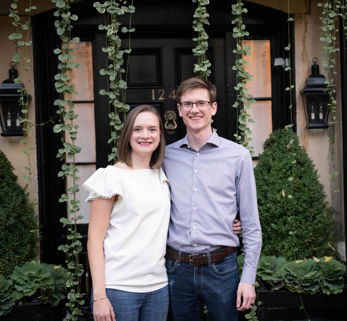 Grant and Julia Hensel outside their home