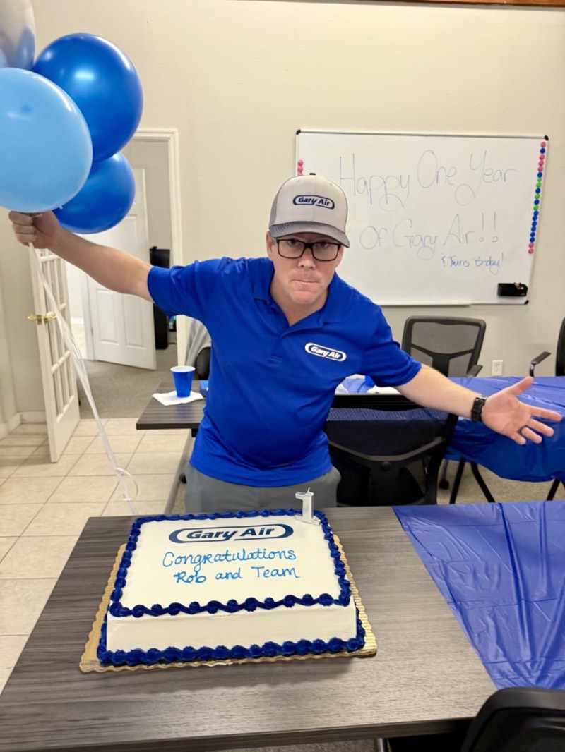 Rob Brooks in Gary Air gear at the company's one-year anniversary party